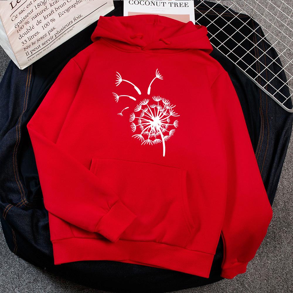 Hoodies & Sweatshirts Women's Loose Long Sleeve Hooded Fleece Dandelion Printed Sweater Women's