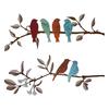 Premium-4 Pcs Metal Birds Wall Art Vivid Birds On Branch Metal Birds Wall Decor Hanging Leaves With Birds Outdoor Wall Decor