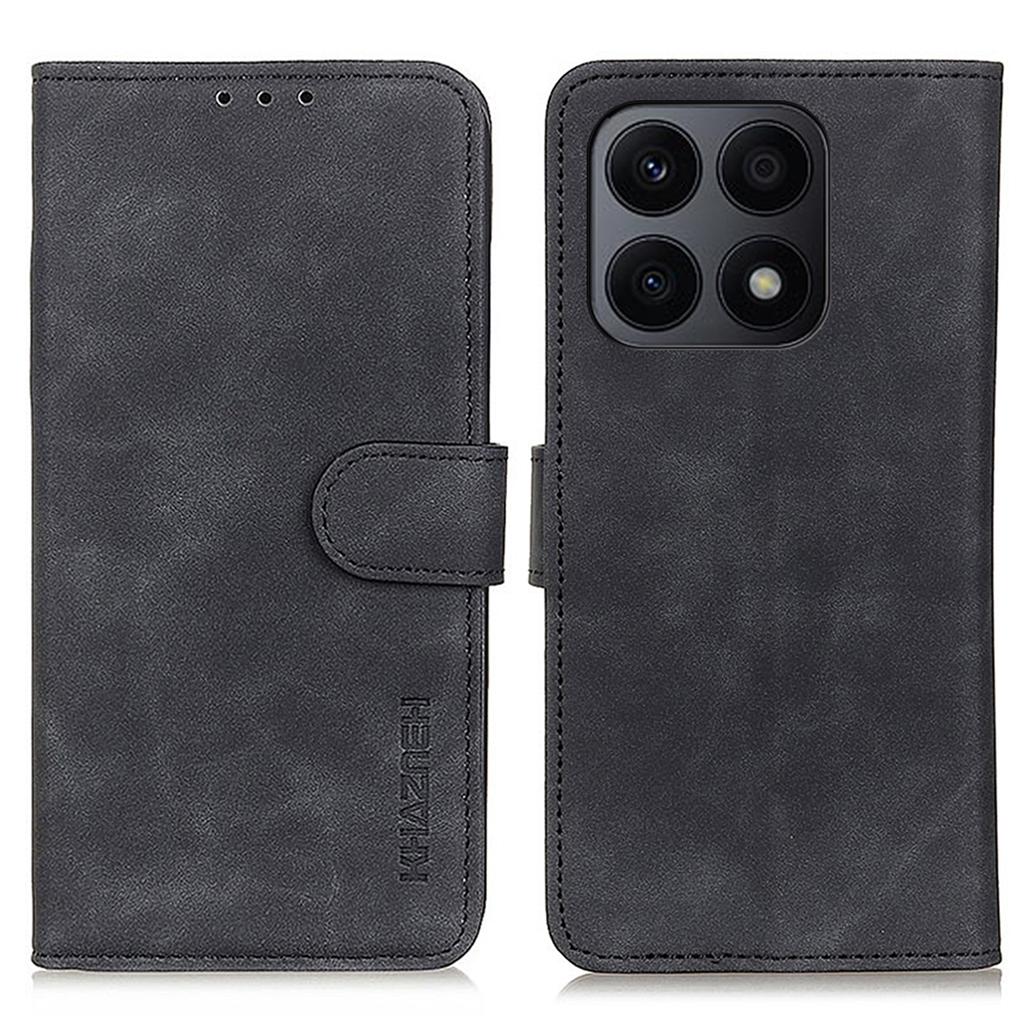KHAZNEH For Honor X8a 4G Leather Phone Case Retro Texture Wallet Stand Protective Phone Cover