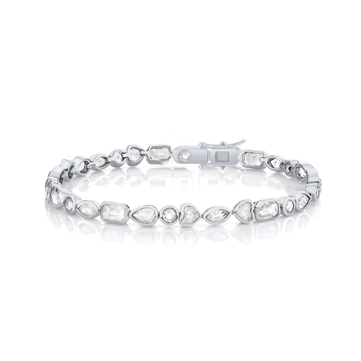 

Zircon tennis bracelet rectangular heart-shaped electroplated multi-color tennis chain men s and women s accessories jewelry 6.5inch (16.5cm)