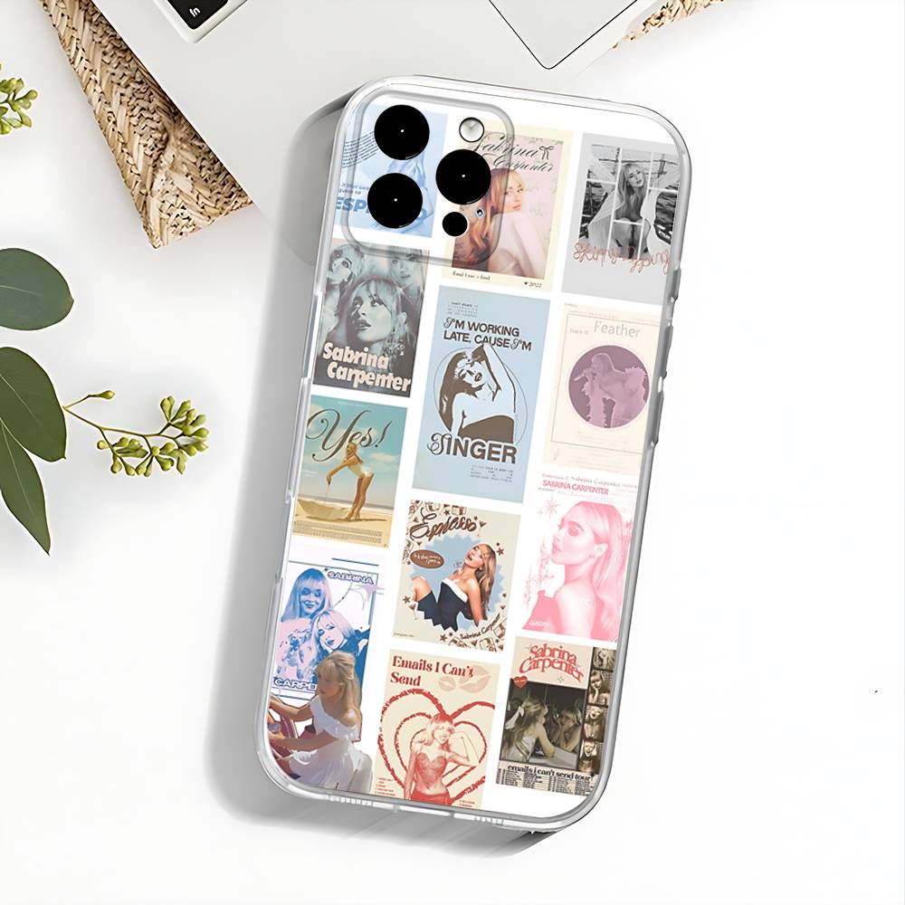 Obal na telefon Singer S-Sabrina Carpenter Pro iPhone 17,16,15,14,13,12,11 Pro,Max,Plus,X,XS,XR,SE4,E Mini Transparentní Měkký Kryt