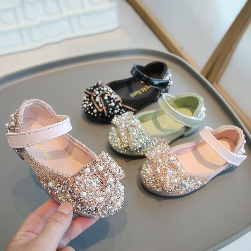 Girls' Princess Style Shoes Children's Dance Shoes with Rhinestones, Bowknot Performance Flats for Toddlers & Girls