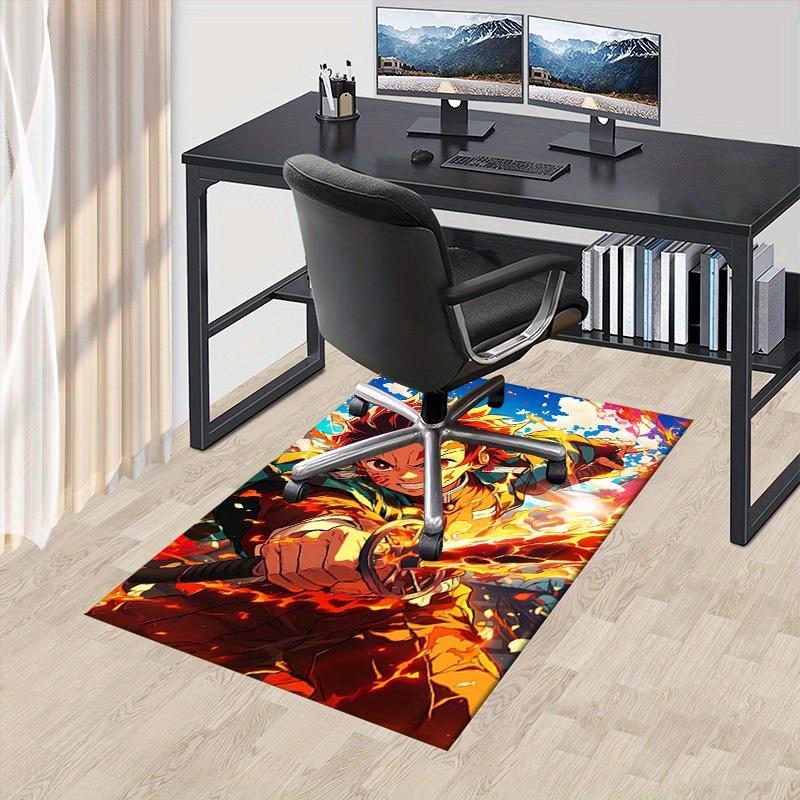 Office Carpet: Anime inspired Sofa Rug for Under Chairs, Flame Themed Protection Mat