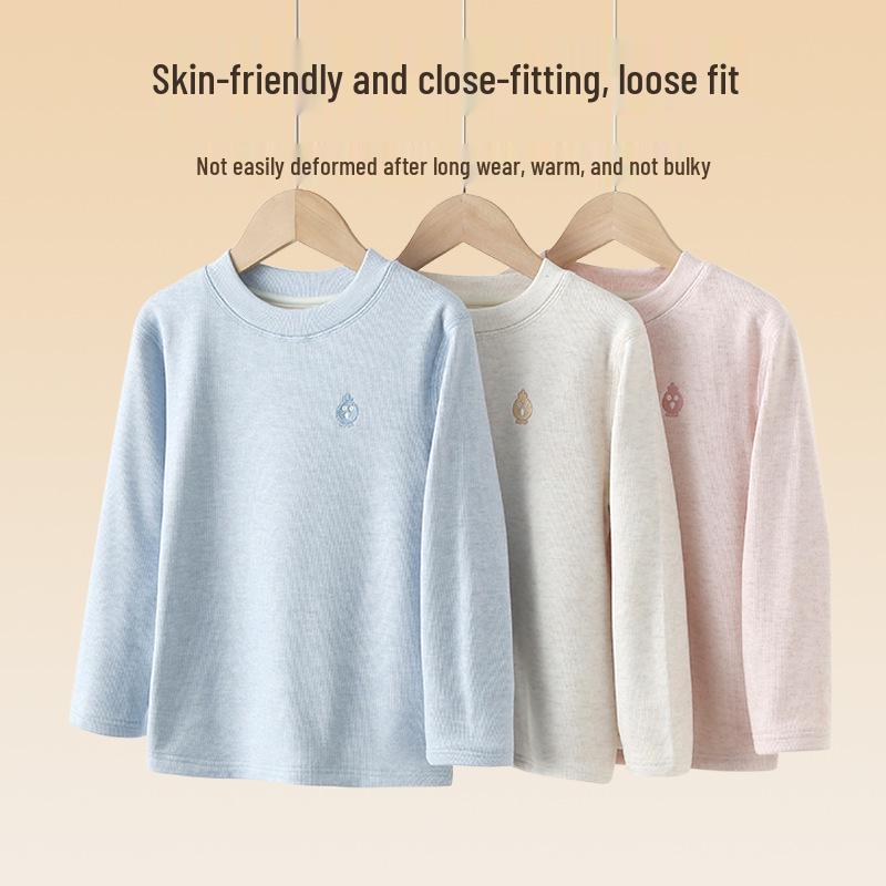 Boys' and Girls' Long-Sleeve Warm Base Layer T-Shirt for Autumn and Winter - Available for Middle and Big Kids.
