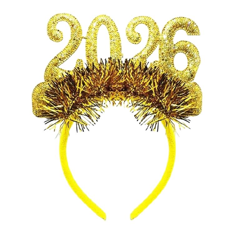2026 Themed Fabric Hair Accessory Practical Headbands Glittering Numeric Design For Countdown Event Family Gatherings