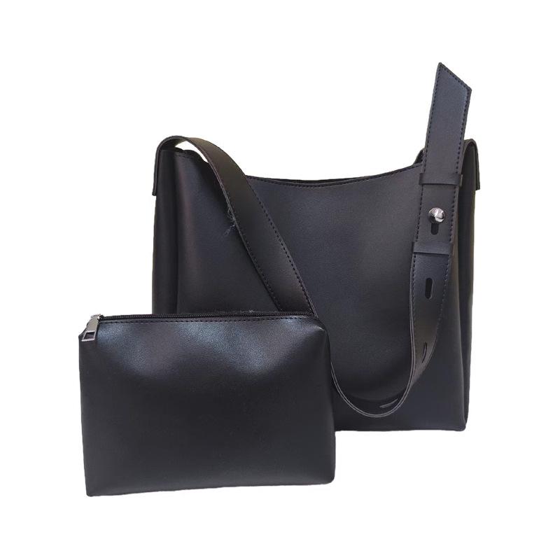 

Женская сумка кроссбоди и тоут: Мягкая кожа, Большая вместимость, Высококлассный, Дизайн «Мать и дитя» чёрный