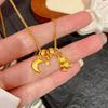 Simple Zircon Moon Bear Pendant Necklace For Girls Fashion Accessory Jewelry