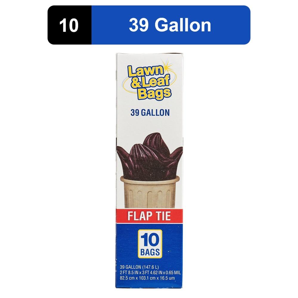 39 Gallon Lawn Leaf Trash Bags 10 Count Flap Tie Closure Durable Puncture Resistant Tear Resistant Leakproof Garden Yard Waste