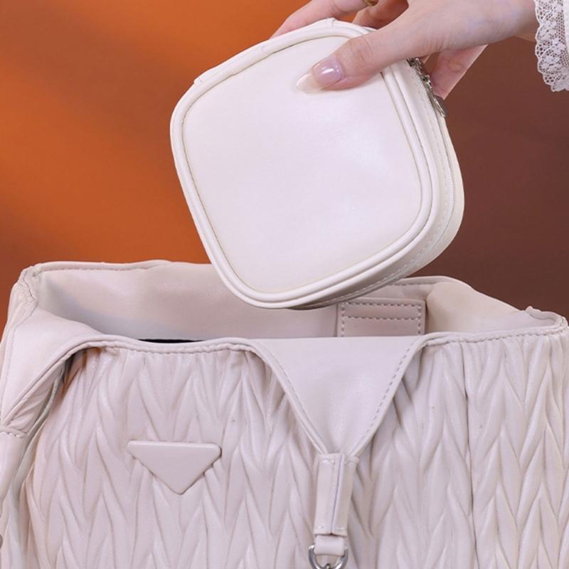 Leather Jewelry Storage Bag With Adjustable Drawstring Design Safely Holds Earrings Necklaces Rings Portable Organizers
