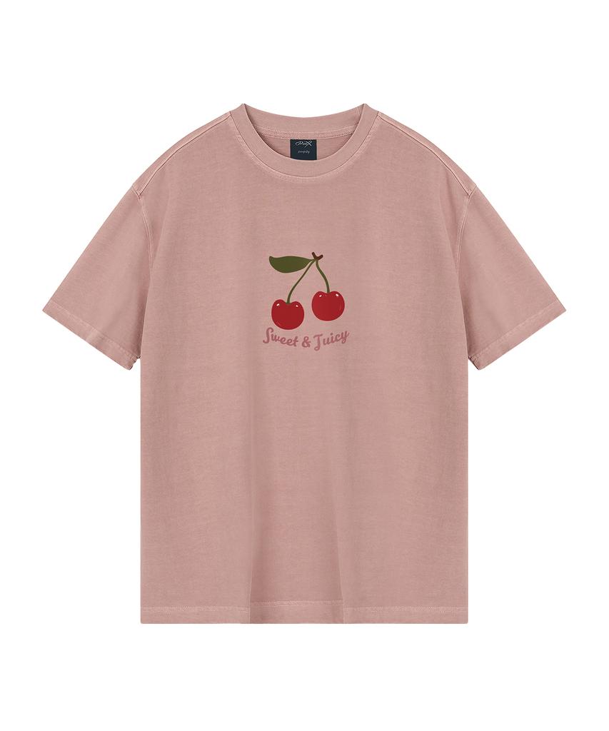 WILDROCK Juicy Cherry Pigment Oversized Short Sleeve T-Shirt (Cropped) (Type B)