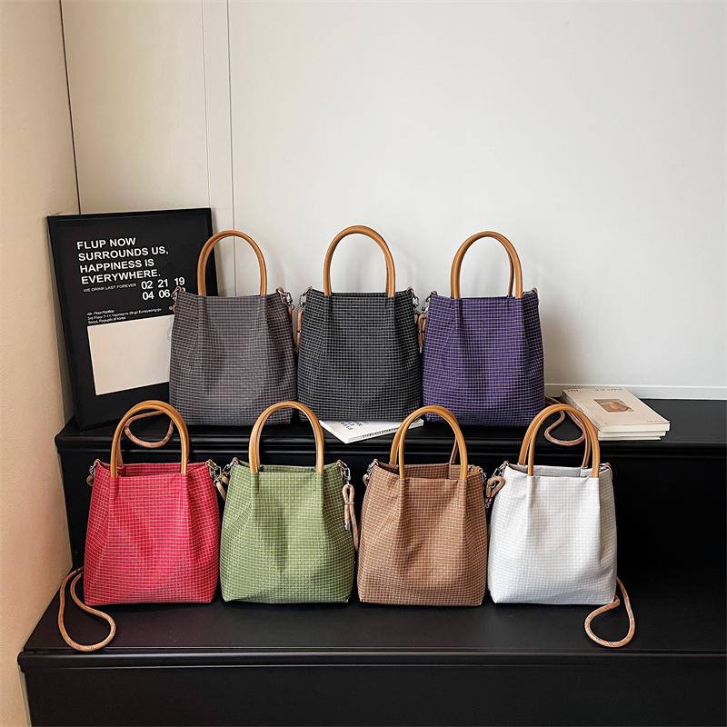 Vintage Plaid Tote Bag Women's Handbag Commuter Large Capacity Shoulder Bag