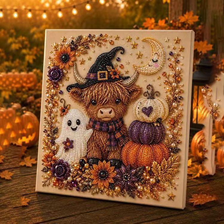 DIY Halloween Pearl Painting Raven Pumpkin Diamond Art Kit Handmade Festival Decoration 30x40cm