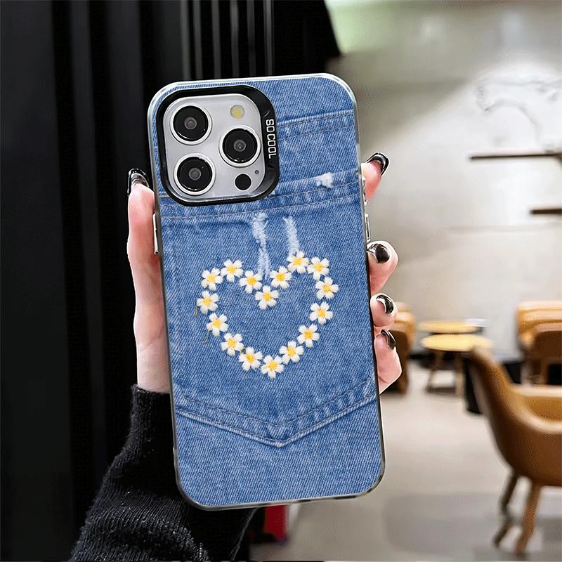 Retro Denim Pattern Soft Phone Case for iPhone 15 16 17 Pro Max 17Air 16E 14 Plus 13 12 Mini Shockproof Cover Back Shell