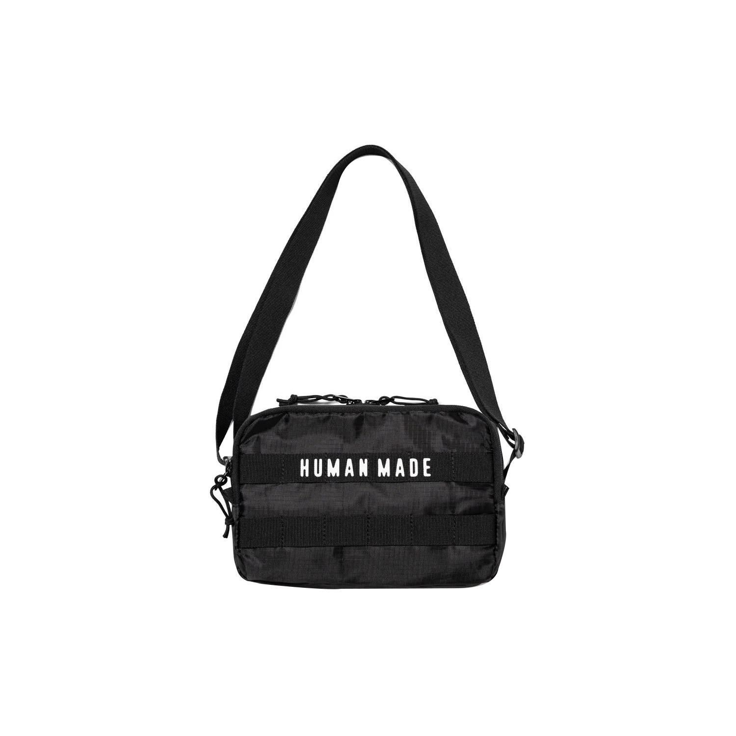 

New HUMAN MADE Nylon Crossbody Bag, Shoulder Bag Unisex Black/Army Green HM27GD027 21.6*5.1*14.0CM