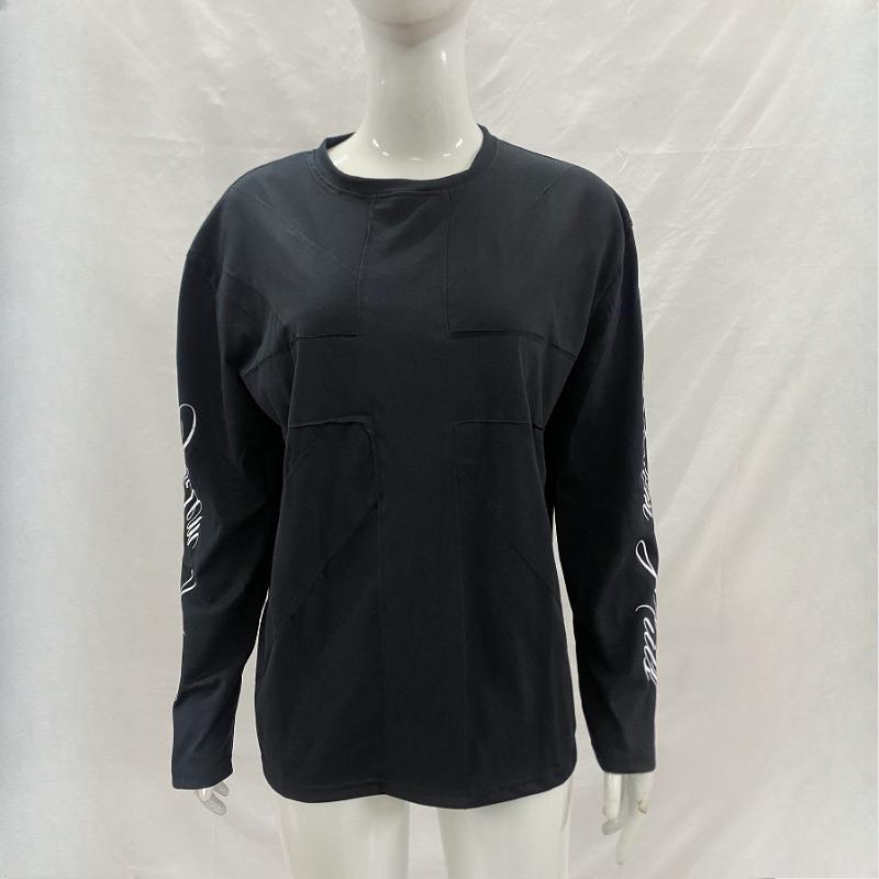 European and American Y2K Dark Style Letter Printed Long Sleeved Gothic Street Top for Men and Women