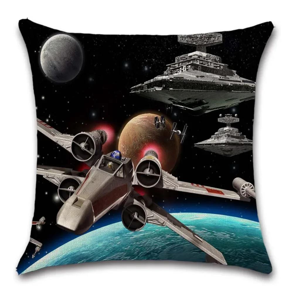 Star Plane Fighter Beige Linen Cushion Cover decorative Home Sofa Car Chair Seat Friend room office Kids gift pillowcase,(2)