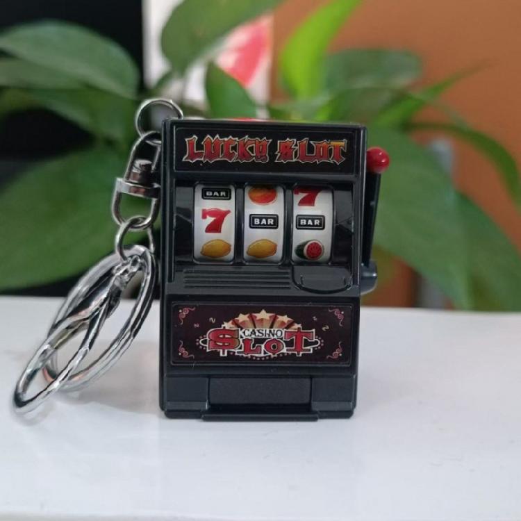 Amusing Fruit Machine Keychain Sturdy Miniature Fruit Slot Key Chain Accessory Great For Gamers And Collectors