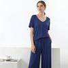 Modal Homewear 2pcs Pajamas Set Short Sleeve Tops and Trousers Solid Color Casual Loose Sleepwear Suit Plus Size Nightwear