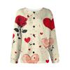Women's Fashion Valentine's Day Printed Long Sleeve Cardigan Button Jacket