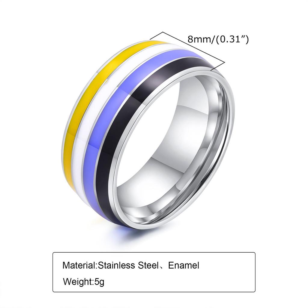Quanshi 8mm Pierścionek z biżuterią z kolorową flagą PR-033