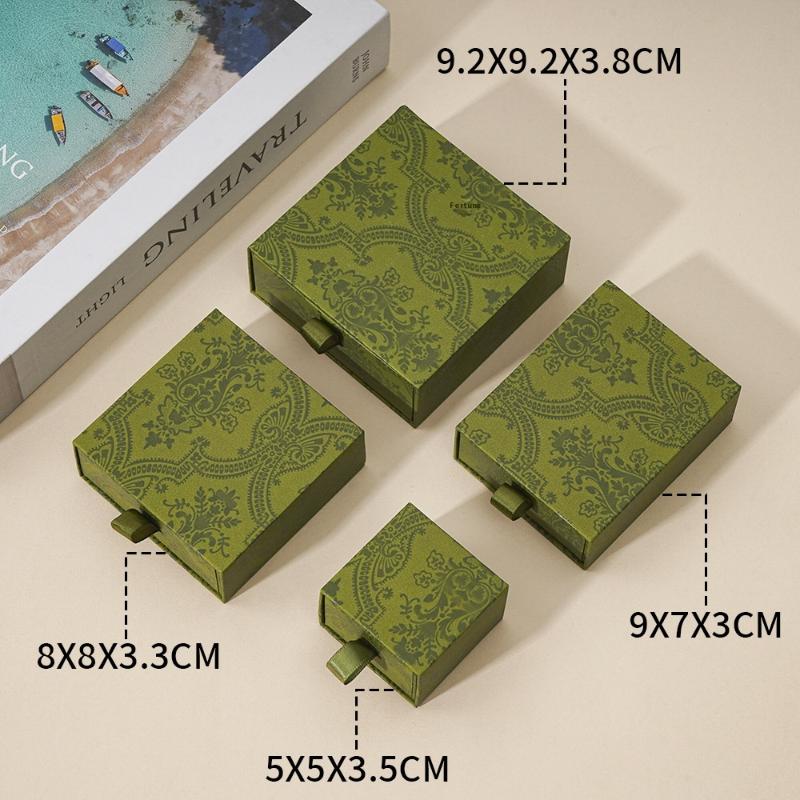 Necklaces Earrings Ring Drawer Boxes Small Travel Jewelry Gift Display Packaging Box Outer Paper Inner Velvet