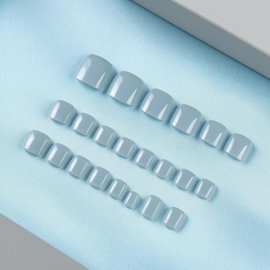24Pcs Short Square Press on Toenails for Women, Salon Quality Glossy Stick-on Fake Nails, Removable Glue on False Toe Nails for Summer