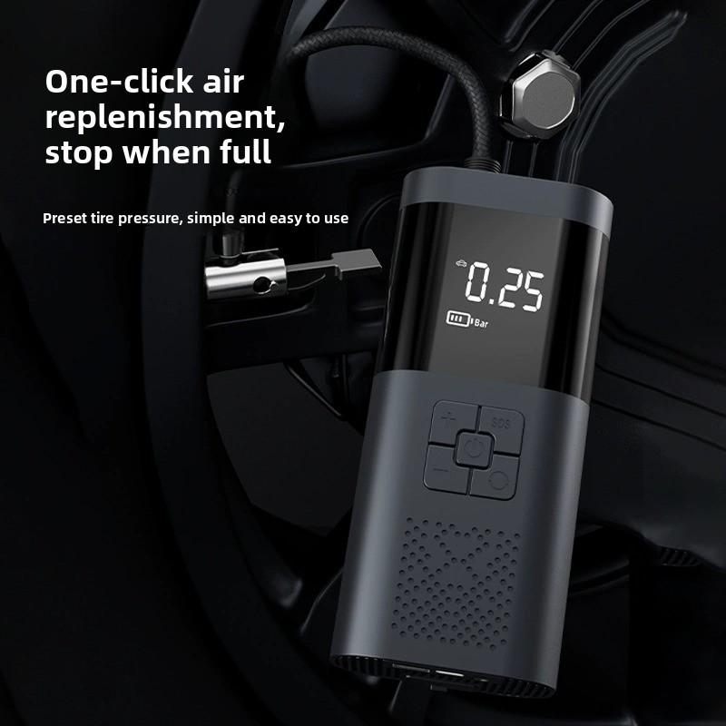Arrancador de coche con compresor de aire portátil 12V batería de emergencia multifuncional
