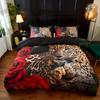3pcs Tiger Leopard Rose 3D Print Beding Set Cozy Comfortable Soft Duvet Cover King Quen Twin Sized Dimensions Birthday Gift Bedrom Decoration