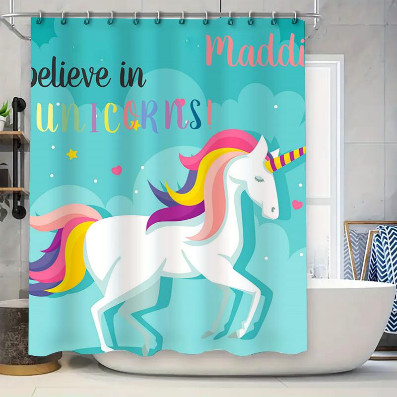

Modern Artistic Printed Shower Curtains With Blue Square Pattern For Bathrooms Decoration Multicolored Size 69X70 W60H190(CM)-1 Pcs