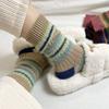 Colorful Striped Socks Women Autumn Winter Mink Fleece Floor Sock Soft Thicken Plush Indoor Socks Female Fluffy Sox