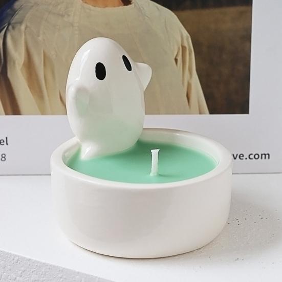 Halloween Ghost Ceramic Candle Holder Gnome Cat Angel Fox Hedgehog Frog Squirrel Candle Stand Candlestick Table Centerpiece Decoration