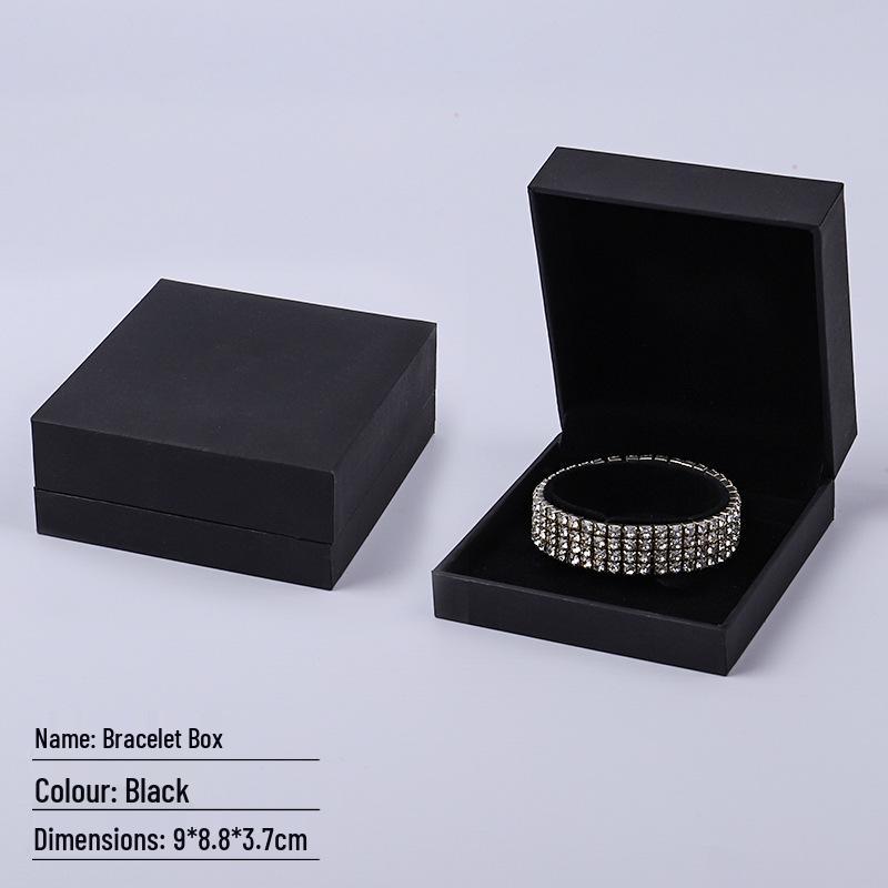Black Right Angle Flip-top Jewelry Gift Box - Ring & Earring Packaging with Logo Printing