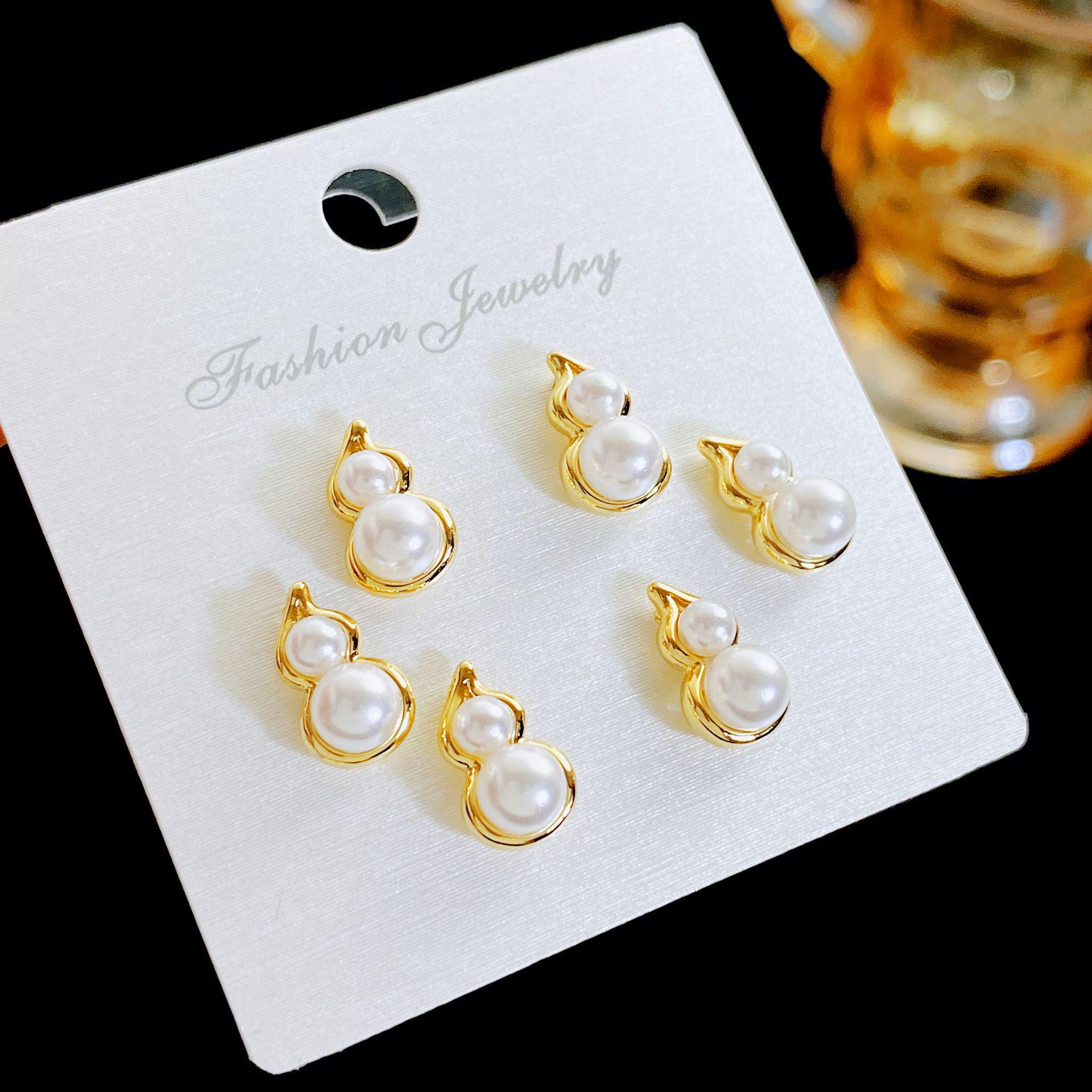 Kanamina Pearl Gourd Earrings - S925 Silver Needle Fashion Earrings for Women
