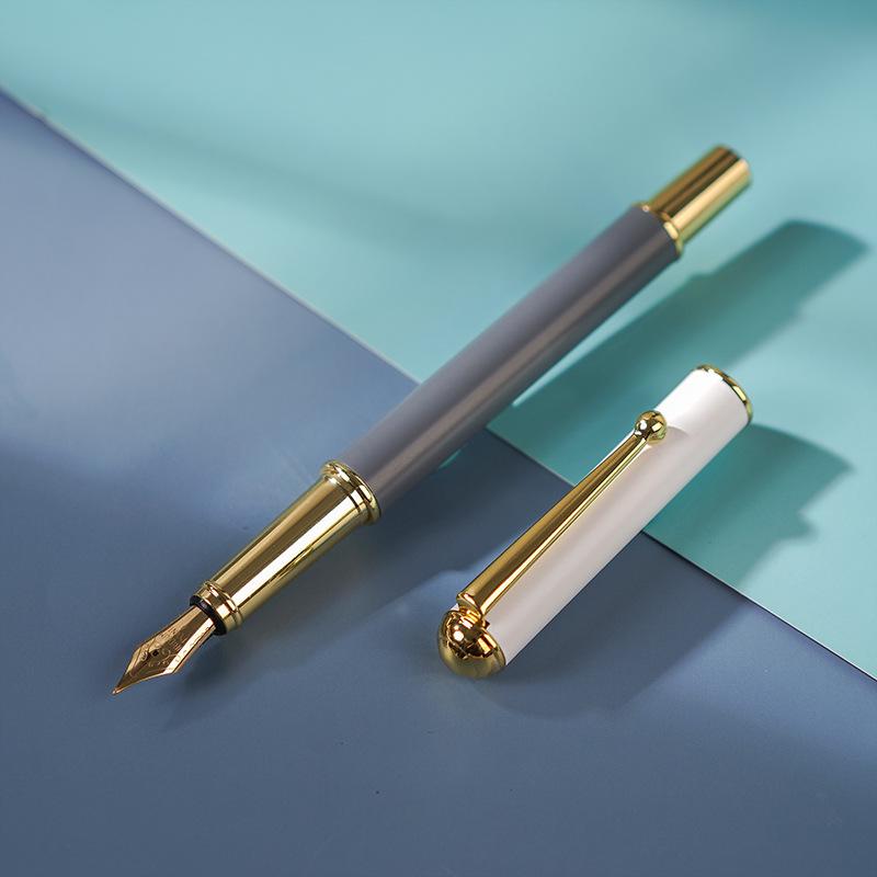 Children's Fine Nib Fountain Pen Set with Engravable Option, Includes Replaceable Ink Cartridges for Student Calligraphy Practice.