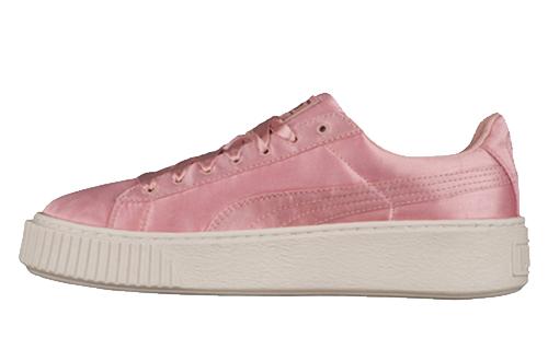 PUMA Basket Platform Satin Pink Lace Up Pink Women s 365719-01 38