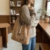 Vintage Drawstring Shoulder Bag Little Dog Handbag Fashion Puppy Paw Print Tote Bag  Casual Wear