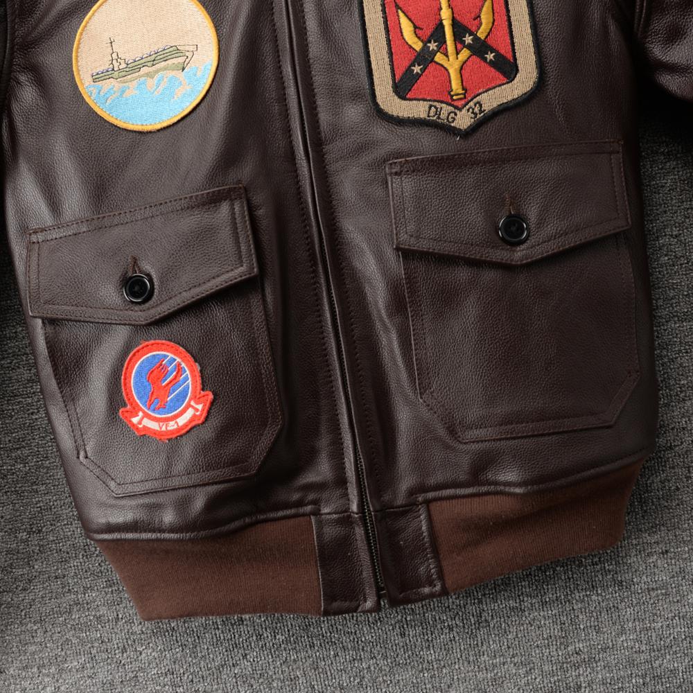 Genuine CowMen Leather Jacket Detachable Fur Collar Top G1 Flight Suit Jackets For Men Military Aviator Cowhide Coat Winter