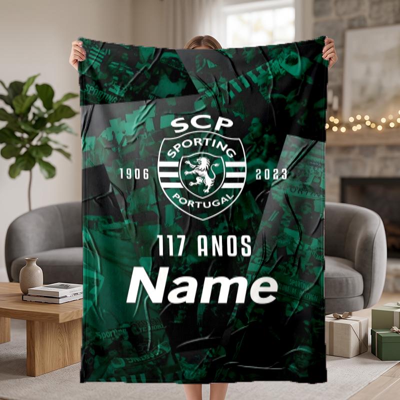 Sporting Clube de Portugal Custom Flannel Blankets Soft Warm Cozy Throws for Home Decor Holiday Gifts