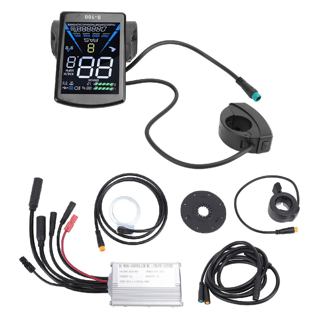 Electric Scooter Conversion Kit 15A Controller Water Resistant S100 Color Display Meter Thumb Throttle Power Assisted