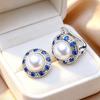 LSOOYH Orecchini con Perle d'Acqua Dolce 7-8mm Colore Argento Moda Zirconia Cubica Orecchini a Clip per Donna Regali di Compleanno