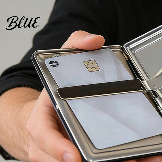 Men Card Box Vintage Style Case Slim Stainless Steel Holder Secure Snap Closure Fits Cash ID Business Cards Wallet for Women Pocket-sized