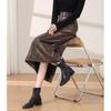 Retro Modern PU Leather Midi Skirt