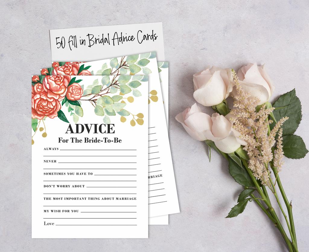 Inkdotpot Brautparty-Spiele, Tipps für die Braut, 50er-Set, Blumenmuster, Mad Libs-Spiel