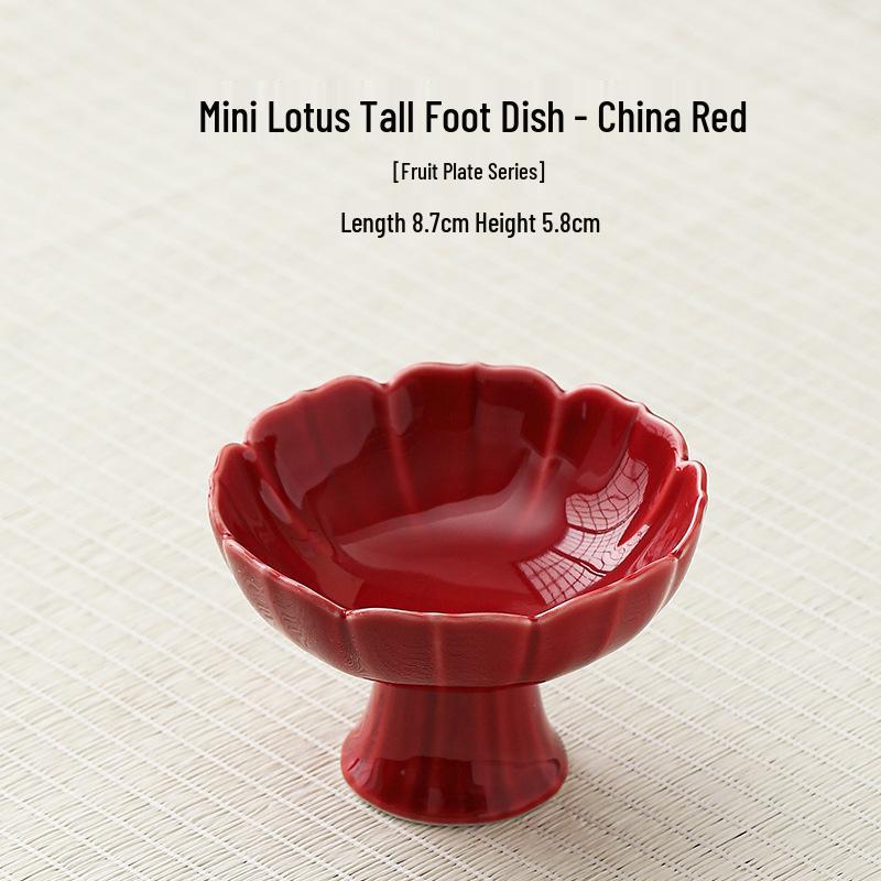 Ceramic High-Foot Snack and Dim Sum Plate for Tea or Fruit