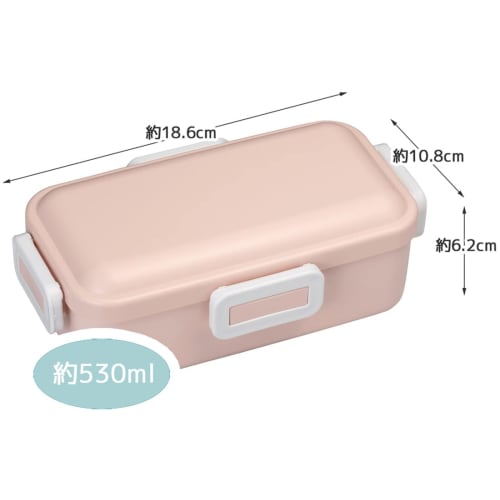 Skater Bento Box, 530ml, Single Tier, Made In Japan, for Women, with 4-Point Locking for Leak-Resistant Storage, Dishwasher and Microwave Safe, Dusky