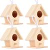 4Pcs Outdoor Wooden Bird House Hanging Bird Resting Nests Box Garden Decoration Ornament