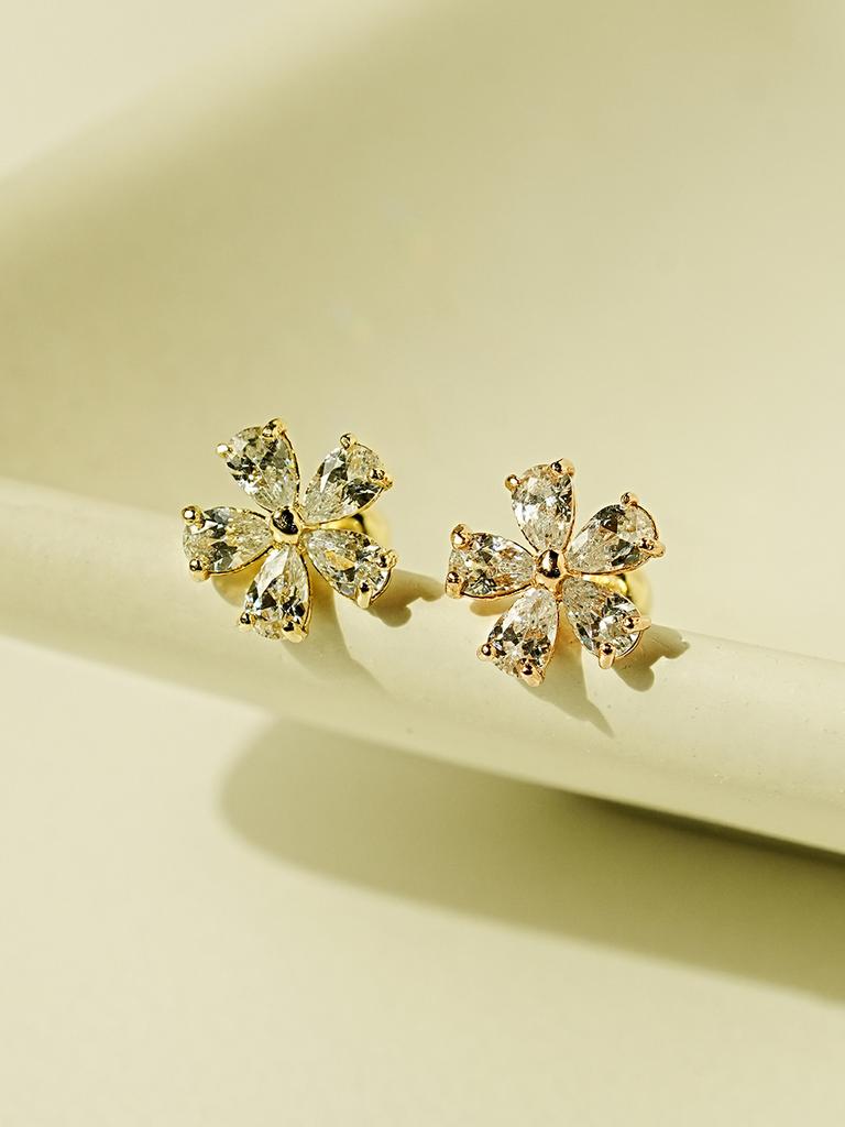 Minimalpiercing 14K Dreaming Flower Piercing Earrings