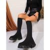 Women's Autumn and Winter New Large Size Women's Boots Mid-barrel Elastic Flying Woven Socks Boots Muffin Platform Martin Boots