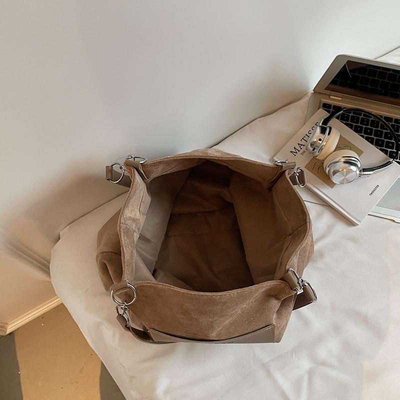 Vintage Suede Tote Bag Women's Large Capacity Commuter Shoulder Bag