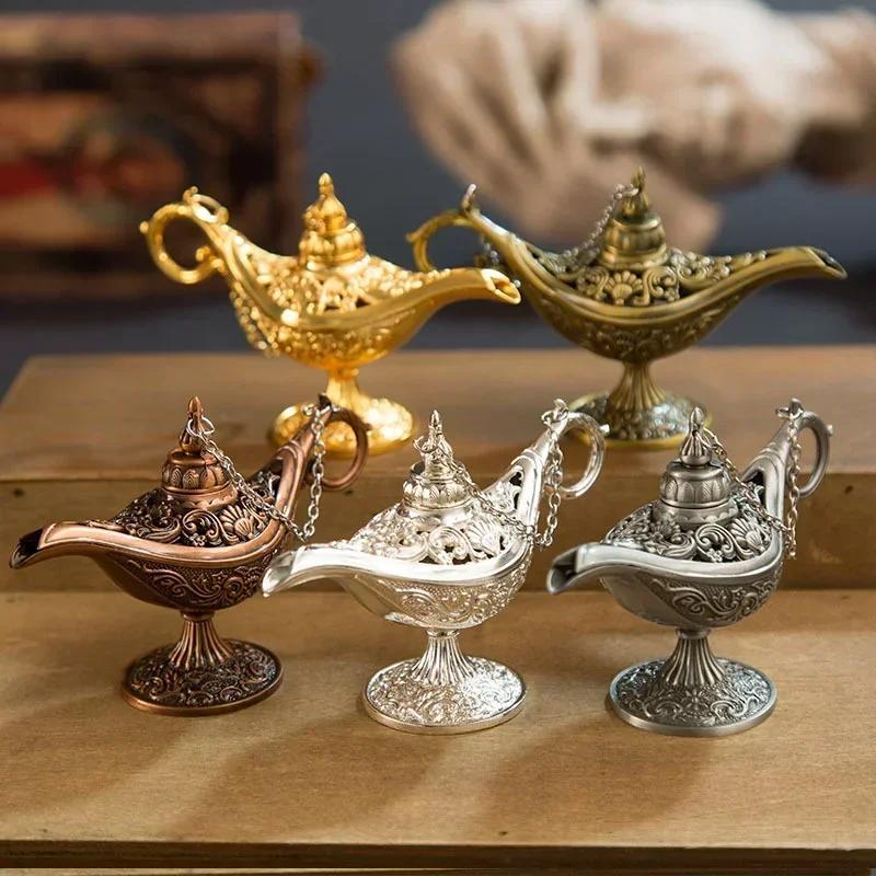 Household Retro Bronze Incense Burners European Metal Craft Wishing Lamp Aromatherapy Stove Old Plating Home Decoration Gifts